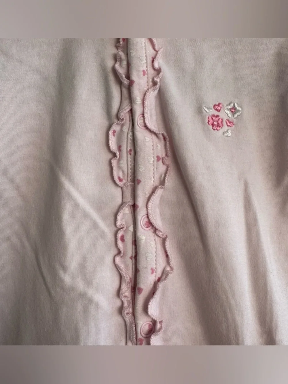 Kissy Kissy Baby‎ Girl Pink Pima Cotton Flower Heart Footed Sleeper 0-3 Months